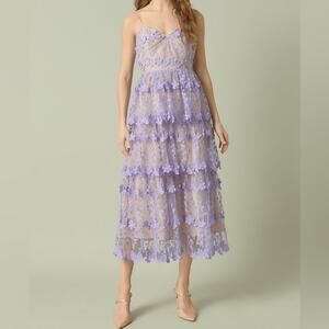 Endless Rose Crochet Layered Midi Dress Purple Women’s Sz XS NWT
